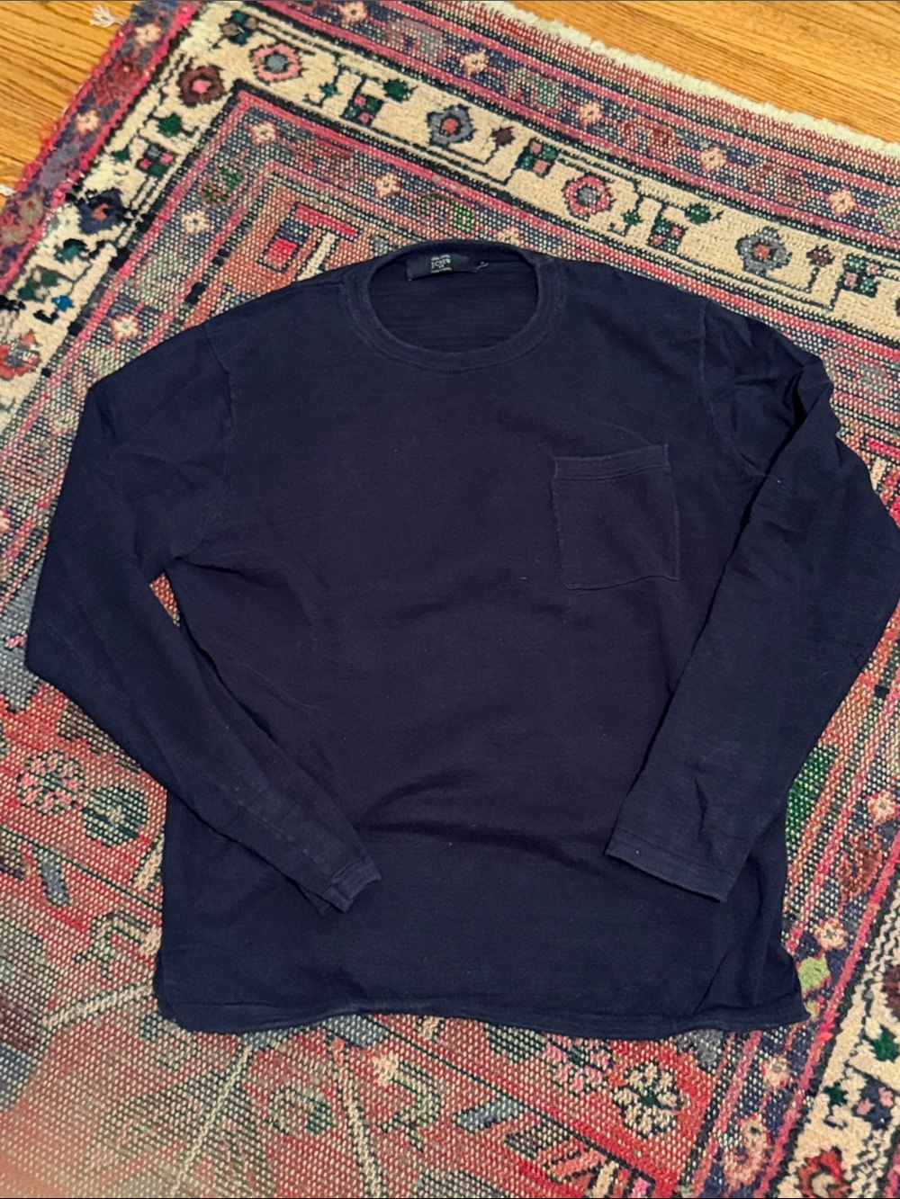 Men's Navy Long-Sleeve Crewneck Pocket Sweater JCrew